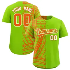 Neon Green Orange Tribal Split Baseball Jersey 1