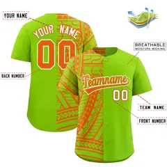 Neon Green Orange Tribal Split Baseball Jersey 2