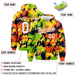 Neon Green Orange Two Tone Full-Snap Varsity Letterman Jacket Hoodie 4