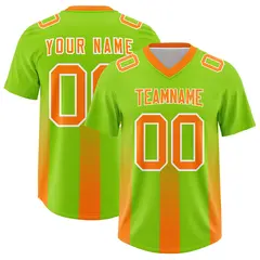 Neon Green Orange Vertical Gradient Stripe Football Jersey 1