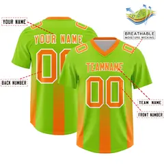 Neon Green Orange Vertical Gradient Stripe Football Jersey 2