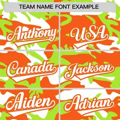 Neon Green Orange White Camo Gradient Baseball Jersey 3