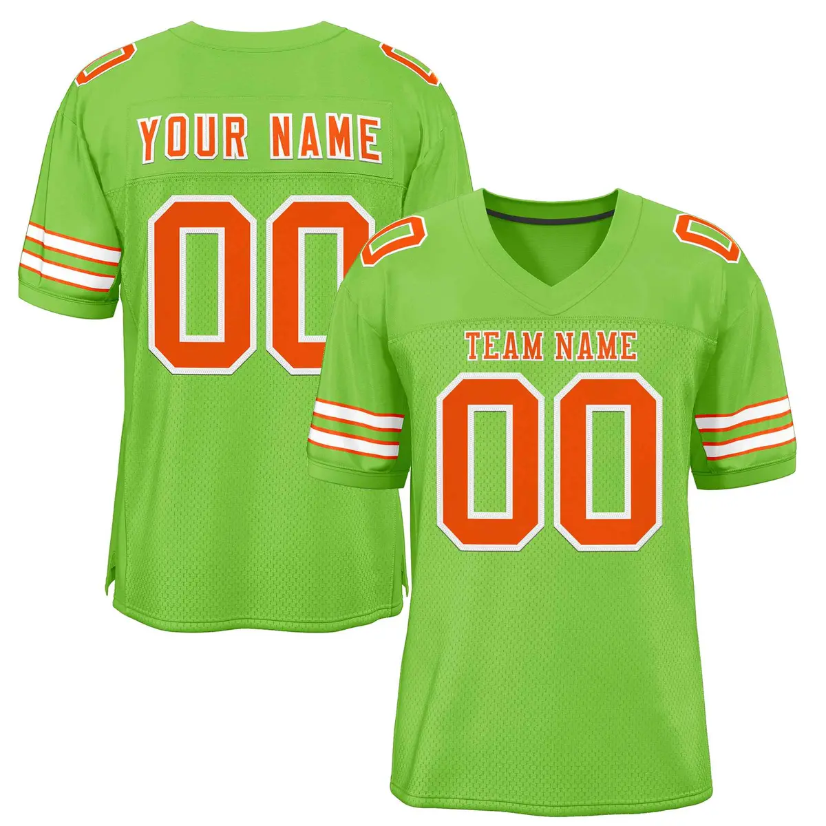 Neon Green Orange-White Classic Authentic Football Jersey