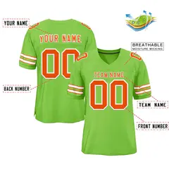 Neon Green Orange-White Classic Authentic Football Jersey 2