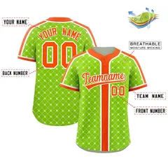 Neon Green Orange-White Plaid Authentic Baseball Jersey 2