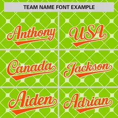 Neon Green Orange-White Plaid Authentic Baseball Jersey 3