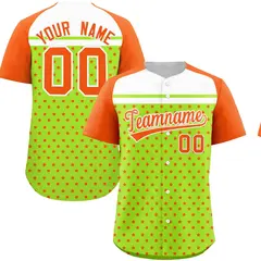 Neon Green Orange White Raglan Star Print Baseball Jersey 1