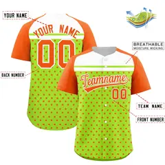 Neon Green Orange White Raglan Star Print Baseball Jersey 2