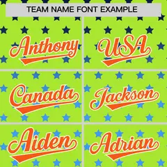 Neon Green Orange White Raglan Star Print Baseball Jersey 3