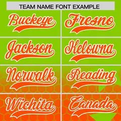 Neon Green Orange White Rising Stars Gradient Baseball Jersey 3
