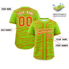 Neon Green Orange Zebra Graffiti Authentic Baseball Jersey 2
