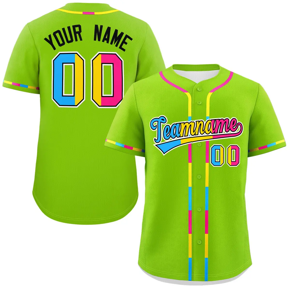 Neon Green Pansexuality Pride Month Baseball Jersey