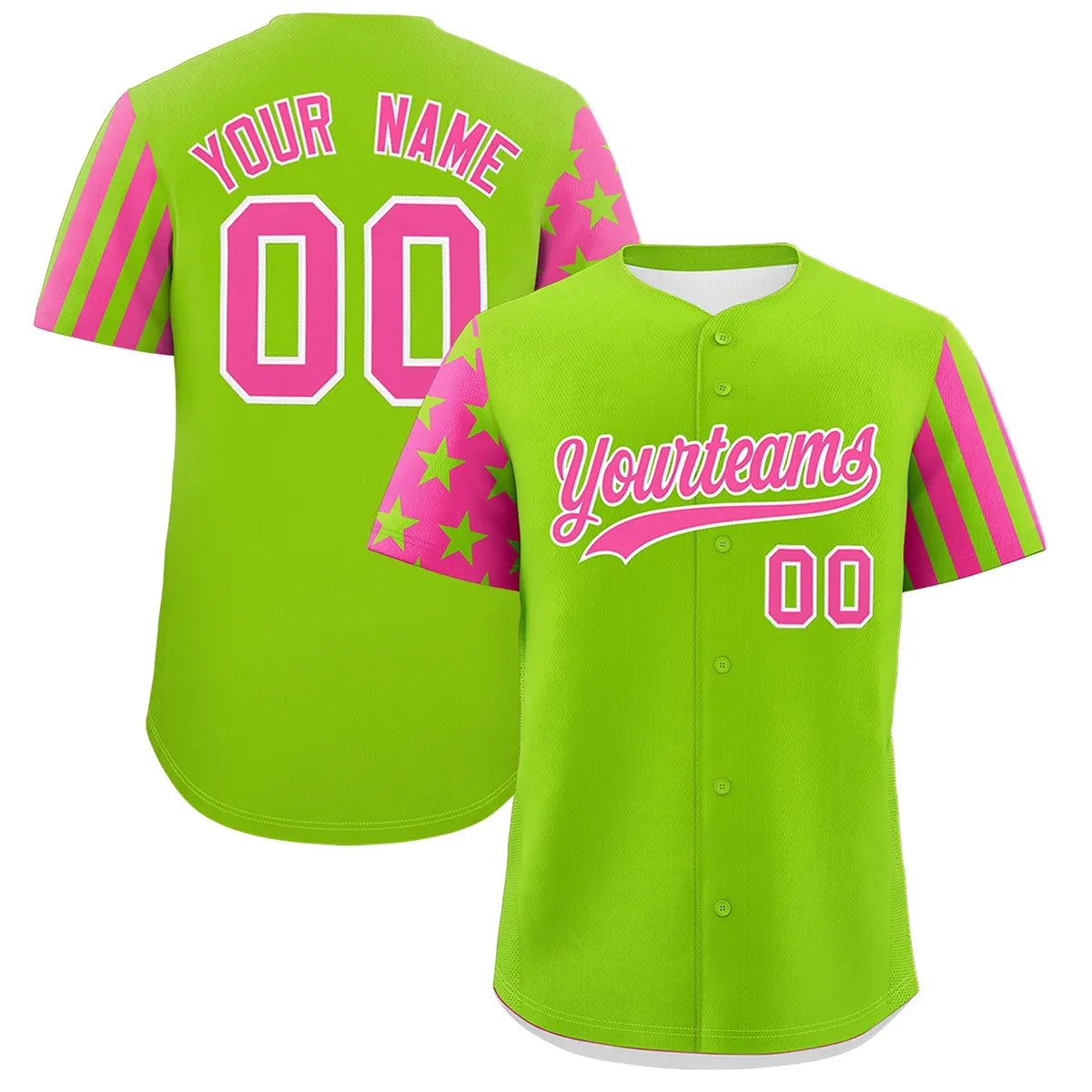 Neon Green Pink American Flag Raglan Baseball Jersey