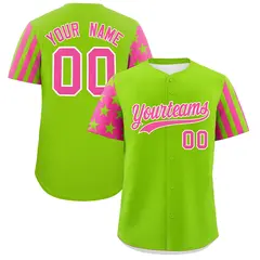 Neon Green Pink American Flag Raglan Baseball Jersey 1