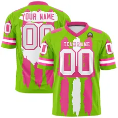 Neon Green Pink and White Graffiti Flag Football Jersey 1