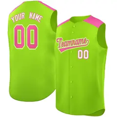 Neon Green Pink Classic Sleeveless Baseball Jersey