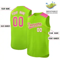 Neon Green Pink Classic Sleeveless Baseball Jersey 2