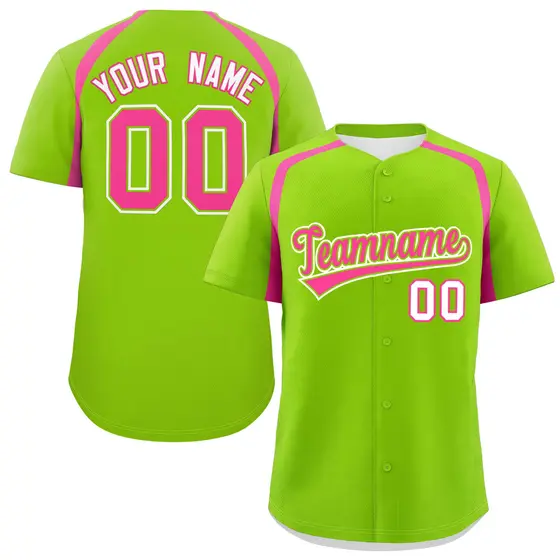 Neon Green Pink Color Block Authentic Baseball Jersey