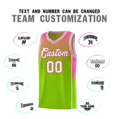 Neon Green Pink Dot Pattern Reversible Side Gradient Basketball Jersey Kits 4