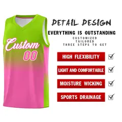 Neon Green Pink Gradient Basketball Jersey Sports Uniform 2