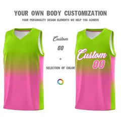 Neon Green Pink Gradient Basketball Jersey Sports Uniform 3
