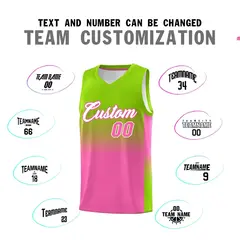 Neon Green Pink Gradient Basketball Jersey Sports Uniform 4