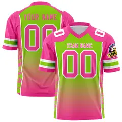 Neon Green Pink Gradient Side Pattern Football Jersey 1