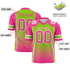 Neon Green Pink Gradient Side Pattern Football Jersey 2
