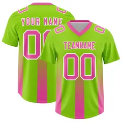 Neon Green Pink Gradient Vertical Stripe Football Jersey 1