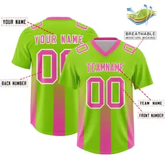Neon Green Pink Gradient Vertical Stripe Football Jersey 2