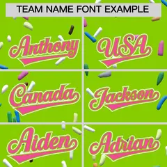 Neon Green Pink Ice Cream Pattern V-Neck Hockey Jersey 3