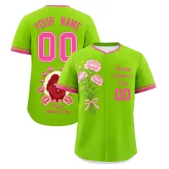 Neon Green Pink Mother's Day Baseball Jersey