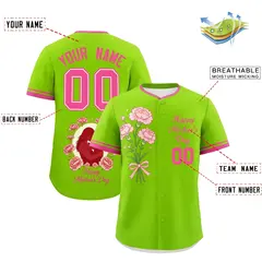 Neon Green Pink Mother's Day Baseball Jersey 2