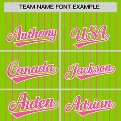 Neon Green Pink Pinstripe Two-Tone Authentic Baseball Jersey 3