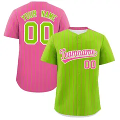 Neon Green Pink Pinstripe Two-Tone Authentic Baseball Jersey 1