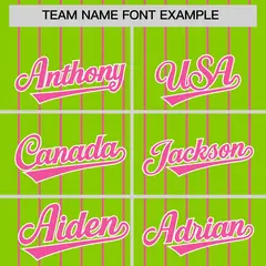 Neon Green Pink Pinstripe Two-Tone Authentic Baseball Jersey 3