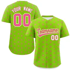 Neon Green Pink Polka Dot Graffiti Authentic Baseball Jersey 1