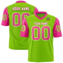 Neon Green Pink Raglan Sleeves Authentic Football Jersey 1