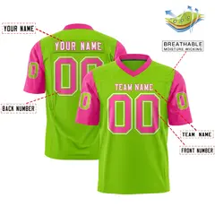 Neon Green Pink Raglan Sleeves Authentic Football Jersey 2