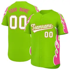 Neon Green Pink Side Flame Outline Basketball Jersey 1