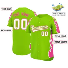 Neon Green Pink Side Flame Outline Basketball Jersey 2