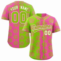 Neon Green Pink Split Flower Graffiti Baseball Jersey 1