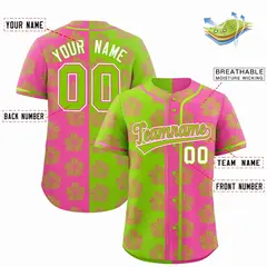 Neon Green Pink Split Flower Graffiti Baseball Jersey 2