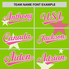 Neon Green Pink Star Graffiti Two-Button Baseball Jersey 3