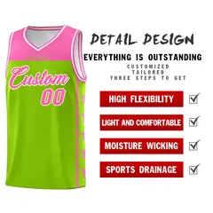 Neon Green Pink Star Pattern Basketball Jersey 2