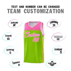 Neon Green Pink Star Pattern Basketball Jersey 4