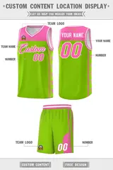 Neon Green Pink Star Pattern Basketball Jersey 5