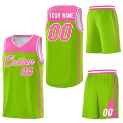 Neon Green Pink Star Pattern Basketball Jersey 6