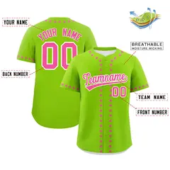 Neon Green Pink Star Ribbing Authentic Baseball Jersey 2