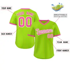 Neon Green Pink Stripe Authentic Pullover Baseball Jersey 2